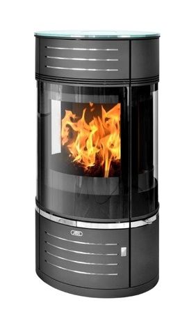 Печь-камин ABX Atrium 6, черная сталь, с верхней плитой - стекло в Анапе